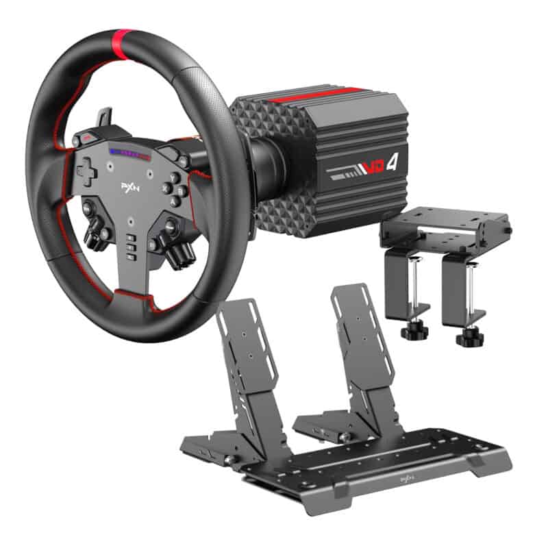 pxn vd4bundleabt pxn vd4 direct drive sim racing wheel – pd hm dual pedal – z8 clamp bundle black wr 01a.jpg