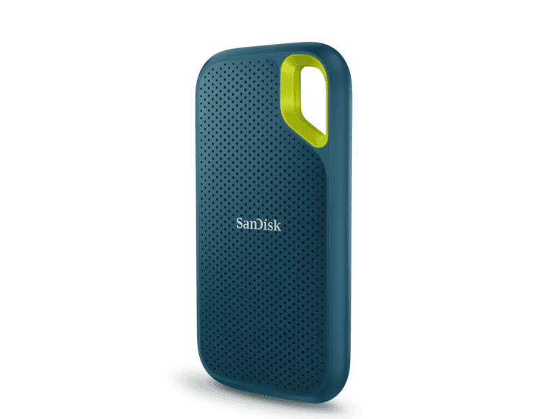 sandisk extreme portable ssd 1050mb/s r, 1000mb/s w, pc, mac & smartphone compatiable, 2tb, 5 y warranty, monterey color, ip 65 resistance and 3 meter drop protection