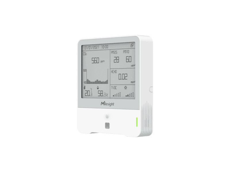milesight indoor ambience monitor temp, humidity, pir, light, tvoc, co2, hcho, barometric