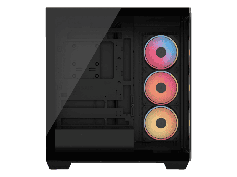 3500x lx r rgb icue link tempered glass mid tower pc case; 3x fans included; 2x 2.5'' ; 2x 3.5''; black