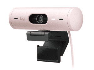 logitech brio 500 full hd 1080p webcam with light correction rose