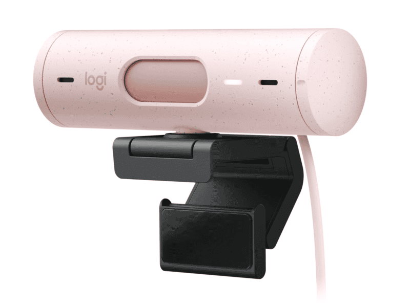 logitech brio 500 full hd 1080p webcam with light correction rose