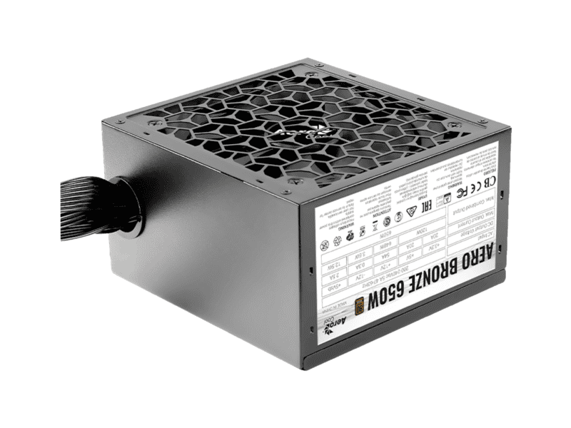 aerocool aero bronze 650w psu atx 24 pin; 1x 4+4pin cpu; 5x sata; 4x pata; 2x pcie 6+2pin