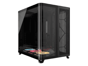 air 5400 lx r rgb icue link triple chamber mid tower pc case ;3x fans included;2x 2.5'' ; 1x 3.5''; black
