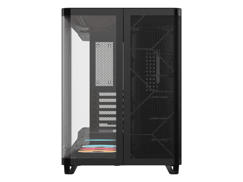 air 5400 lx r rgb icue link triple chamber mid tower pc case ;3x fans included;2x 2.5'' ; 1x 3.5''; black