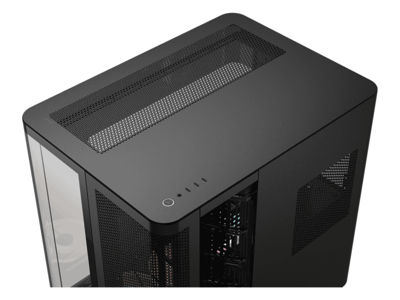 air 5400 lx r rgb icue link triple chamber mid tower pc case ;3x fans included;2x 2.5'' ; 1x 3.5''; black