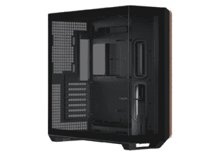 aerocool apnx v1 premium black and wood mid tower atx case supports up to 10 fans 6x2.5'' or 2x 3.5'' 360mm radiator 