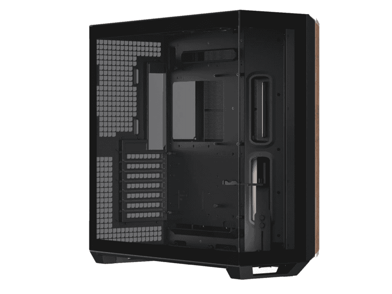 aerocool apnx v1 premium black and wood mid tower atx case supports up to 10 fans 6x2.5'' or 2x 3.5'' 360mm radiator aerocool apnx v1 premium black and wood mid tower atx case supports up to 10 fans 6x2.5'' or 2x 3.5'' 360mm radiator