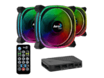 aerocool astro 12 pro black 12cm argb fans x 3 | h66f hub x 1 | remote control x 1