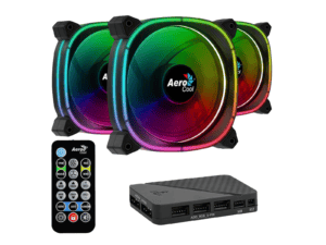aerocool astro 12 pro black 12cm argb fans x 3 | h66f hub x 1 | remote control x 1