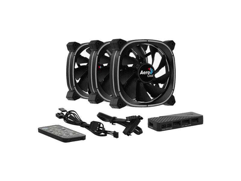 aerocool astro 12 pro black 12cm argb fans x 3 | h66f hub x 1 | remote control x 1