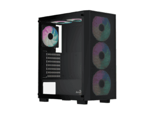aerocool b509a black mid tower case includes 120mm argb fan x 6 atx 5x 2.5'' or 3x3.5'' 360mm radiator.
