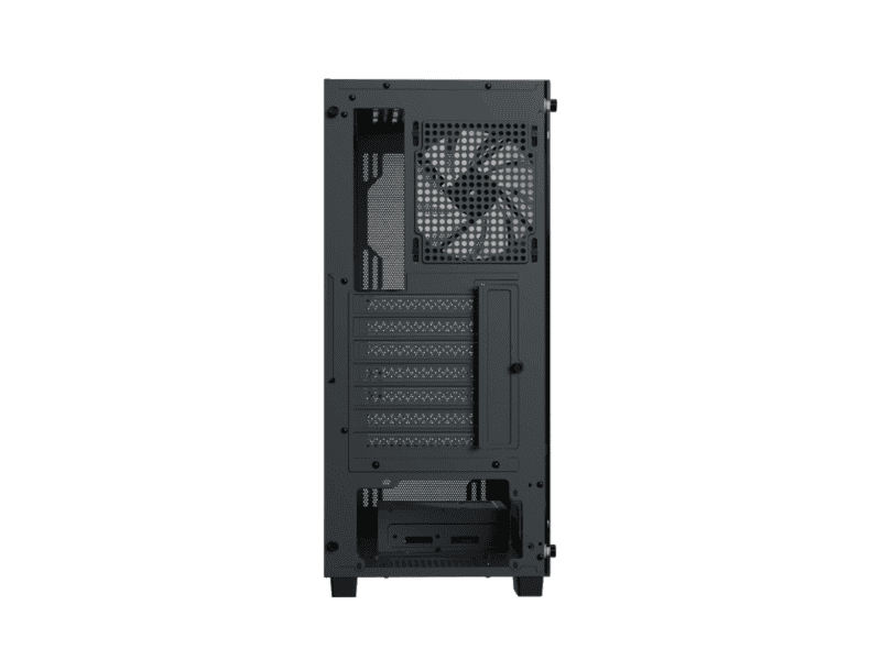 aerocool b509a black mid tower case includes 120mm argb fan x 6 atx 5x 2.5'' or 3x3.5'' 360mm radiator.