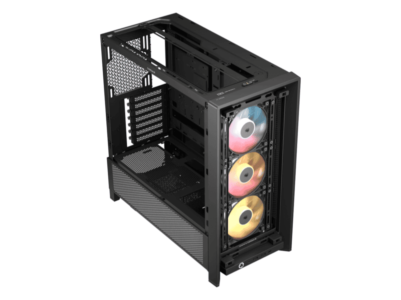 frame 4000d rs argb black mid tower pc case; 2x 3.5'' | 2x 2.5'' drive bays; up to 360mm radiator; 3x rs argb pwm fans;
