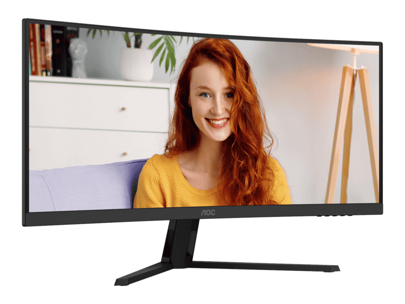 aoc cu34b3e b3 monitor|34 inch curved|4ms (gtg)|va lcd|3440*1440 120hz|300nits|hdr10|hdmi+dp|internal psu|3yr.