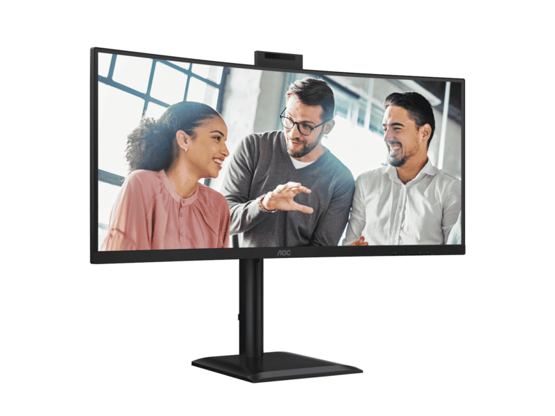 aoc cu34e4cw curved monitor:34''w wqhd|va;kvm|120hz|hdr10; spk;has|1h1dp2usb c(90w)|ota/otg; webcam|3yr warranty.