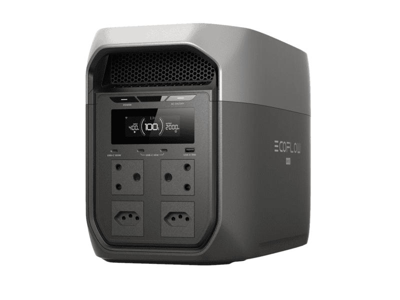 ecoflow delta 3 max portable power station 2400w output; 2048wh battery; 500w solar charger; 10ms switchover sa socket