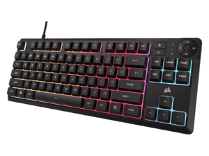corsair k55 core tkl rgb wired gaming membrane keyboard with 8 zone rgb backlighting – black