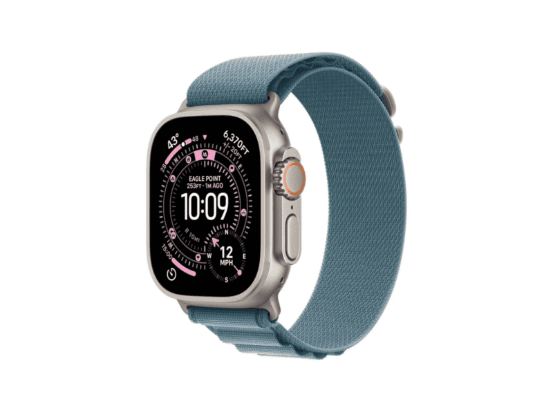 apple watch ultra 3 gps + cellular 49mm natural titanium case with light blue alpine loop small,model a3281