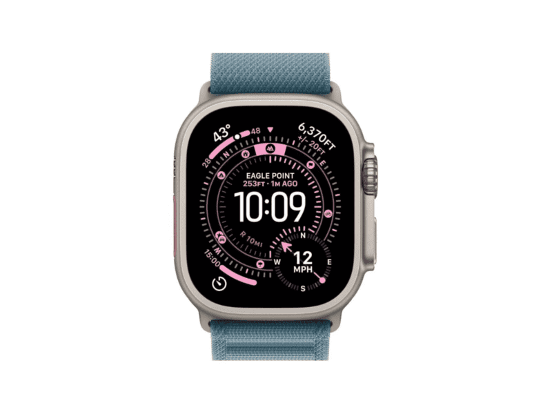 apple watch ultra 3 gps + cellular 49mm natural titanium case with light blue alpine loop small,model a3281
