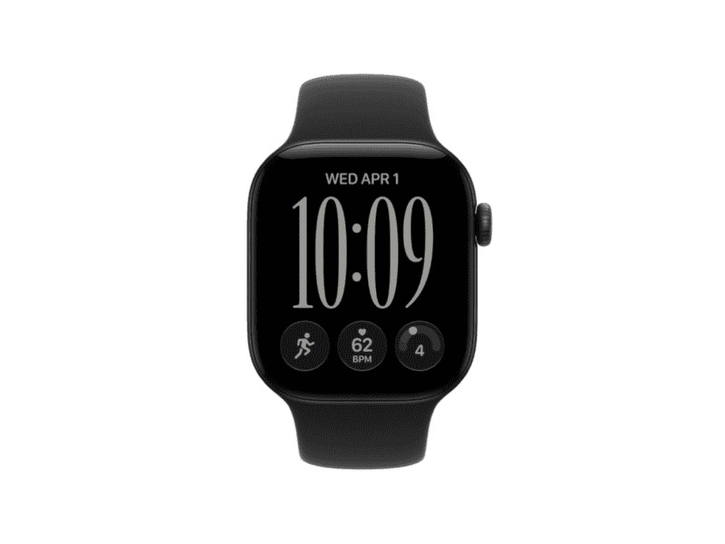 apple watch series 12 gps 46mm black aluminium case with black sport band s/m, model a3584