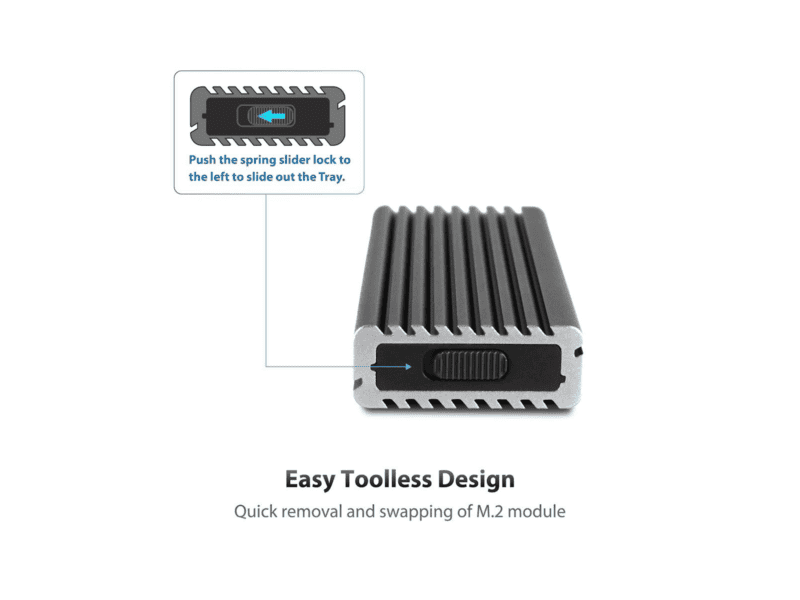 m.2 nvme ssd to usb 3.2 gen 2x1 type c enclosure; revised toolless