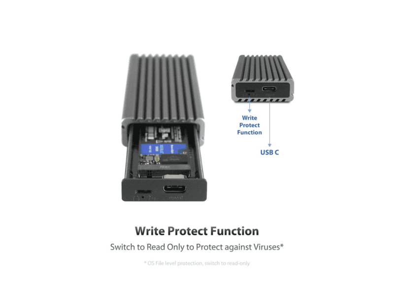 m.2 nvme ssd to usb 3.2 gen 2x1 type c enclosure; revised toolless
