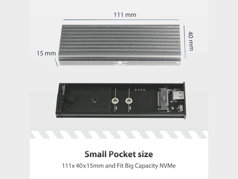 m.2 nvme ssd to usb 3.2 gen 2x1 type c enclosure; revised toolless