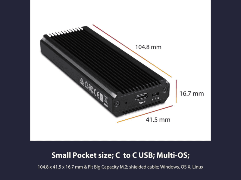 vantec m.2 nvme & m.2 sata ssd to usb 3.1 gen 2 type c with rgb led