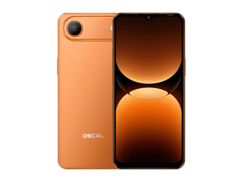 oscal flat 3c lte smartphone, 6.65'' hd+ ips 720*1612 90hz, quad core t310 up to 2.0ghz, 4gb/32gb, camera: rear 32mp, front 12mp, wi‑fi 5, bt5.0, 5000mah battery, android 16, orange