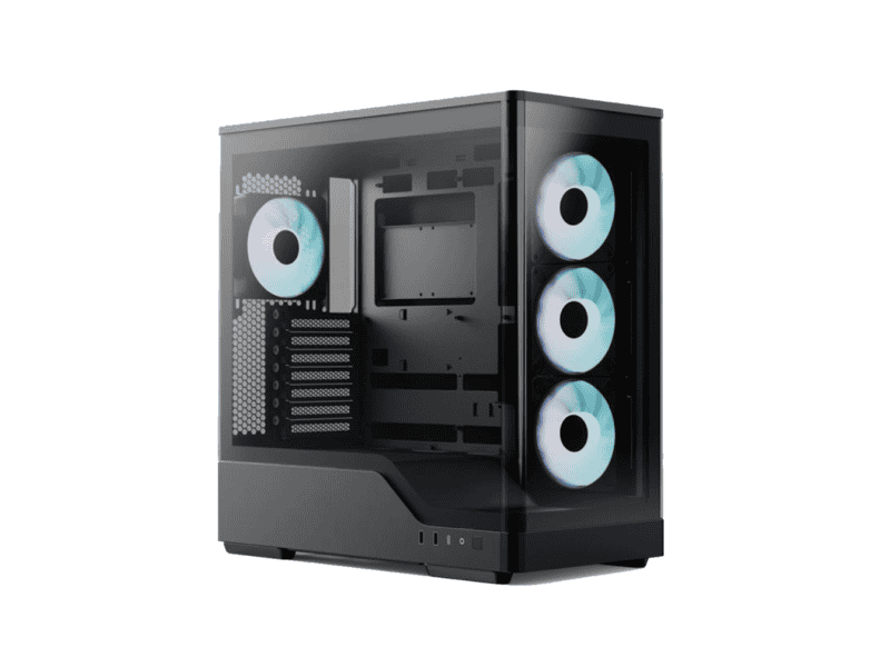 aerocool p500a black mid tower case includes 120mm argb fan x 4 and 4 port argb control hub atx 3x 2.5'' or 2x3.5'' 360m aerocool p500a black mid tower case includes 120mm argb fan x 4 and 4 port argb control hub atx 3x 2.5'' or 2x3.5'' 360m