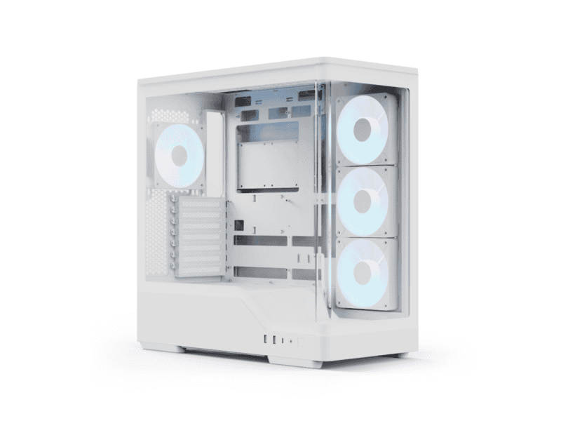 aerocool p500a white mid tower case includes 120mm argb fan x 4 and 4 port argb control hub atx 3x 2.5'' or 2x3.5'' 360m