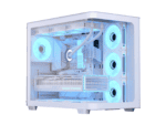 aerocool p500c white mid tower case includes 120mm argb fan x 4 and 4 port argb control hub atx 3x 2.5'' or 2x3.5'' 360m