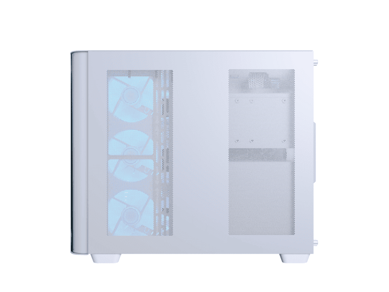 aerocool p500c white mid tower case includes 120mm argb fan x 4 and 4 port argb control hub atx 3x 2.5'' or 2x3.5'' 360m