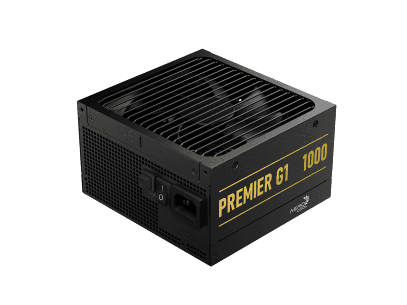 aerocool premier g1 gold 1000w psu atx 3.1 pcie5.1 atx 24 pin; 1x 4+4pin cpu; 1x cpu 8pin; 12x sata; 2x pata; 9x pcie 6+2pin