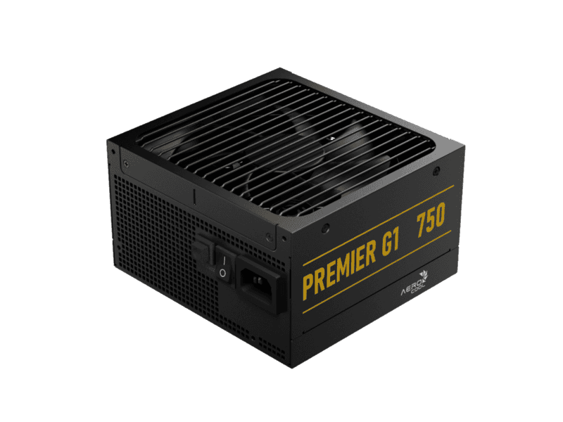 aerocool premier g1 gold 750w psu atx 3.1 pcie5.1 atx 24 pin; 1x 4+4pin cpu; 1x cpu 8pin; 12x sata; 2x pata; 9x pcie 6+2pin;