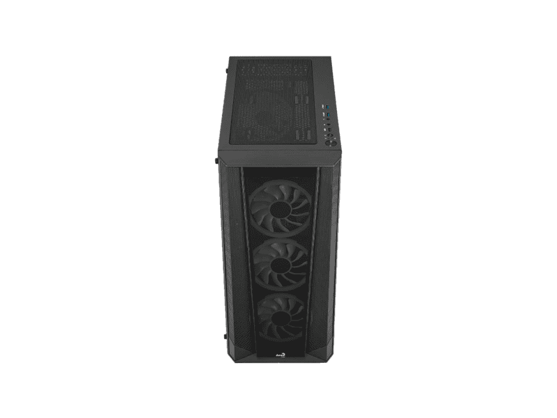 aerocool prism argb black mid tower case 120mm argb fan x 4; 6 port argb control hub atx 2x 2.5'' or 2x3.5'' 360 radiato