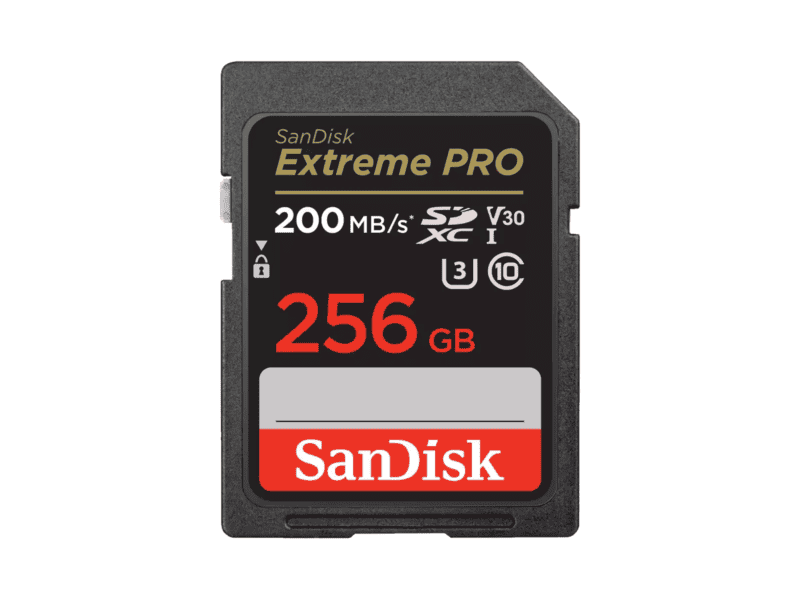 sandisk extreme pro sd uhs i 256gb card for 4k video for dslr and mirrorless cameras 200mb/s read & 140mb/s write, lifetime warranty