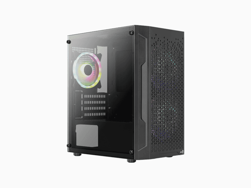aerocool trinity mini black tower case 2x 140mm and 1x 120mm rgb included micro atx 2x3.5'' or 3x 2.5'' 240mm radiator aerocool trinity mini black tower case 2x 140mm and 1x 120mm rgb included micro atx 2x3.5'' or 3x 2.5'' 240mm radiator