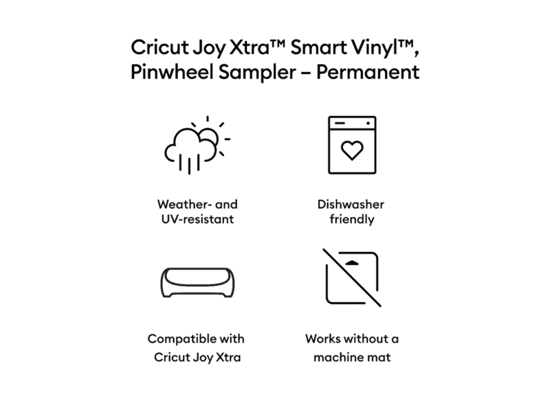 cricut 2011366 smart vinyl permanent joy xtra 24.1 x 30.5cm, 3 sheets, pinwheel sampler