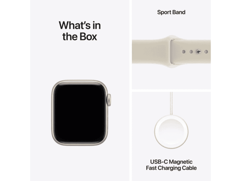 apple watch se 3 gps 40mm starlight aluminium case with sand sport band m/l, model a3324