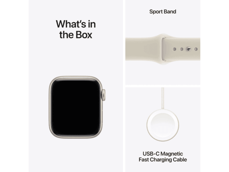 apple watch se 3 gps 44mm starlight aluminium case with sand sport band m/l, model a3325