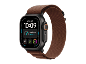 apple watch ultra 4 gps + cellular 49mm black titanium case with burgundy alpine loop m, model a3579