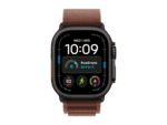 apple watch ultra 4 gps + cellular 49mm black titanium case with burgundy alpine loop m, model a3579