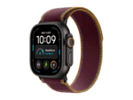 apple watch ultra 4 gps + cellular 49mm black titanium case with burgundy trail loop m/l, model a3579