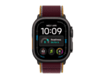 apple watch ultra 4 gps + cellular 49mm black titanium case with burgundy trail loop m/l, model a3579