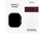 apple watch ultra 4 gps + cellular 49mm black titanium case with burgundy trail loop m/l, model a3579