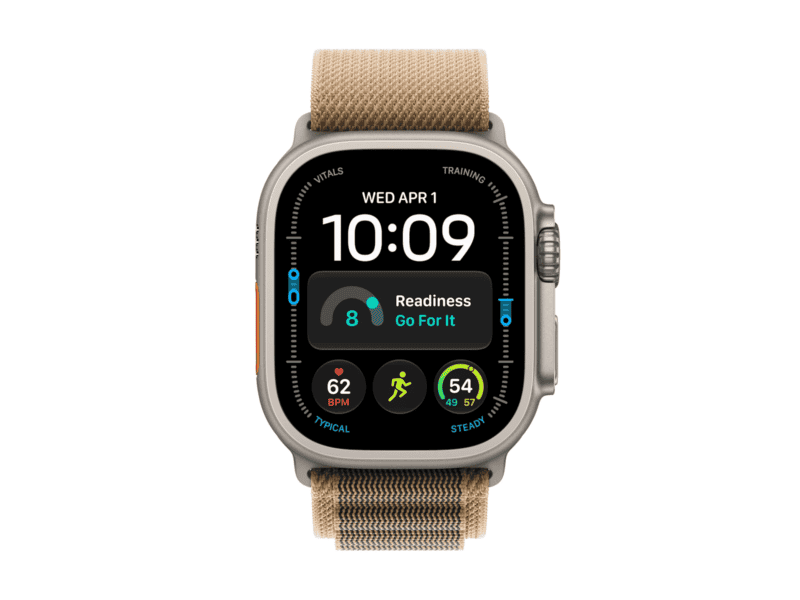 apple watch ultra 4 gps + cellular 49mm natural titanium case with desert alpine loop l