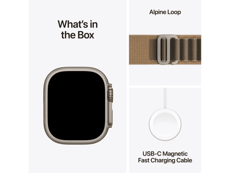 apple watch ultra 4 gps + cellular 49mm natural titanium case with desert alpine loop l