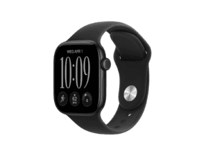 apple watch series 12 gps + cellular 42mm black aluminium case with black sport band s/m, model a3582